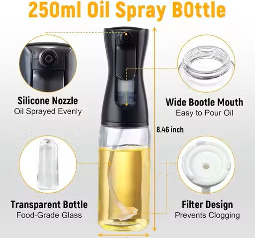 Glass oil Spray Dispenser Cooking 200ml Olive oil Spray Bottle Refillable Food Grade