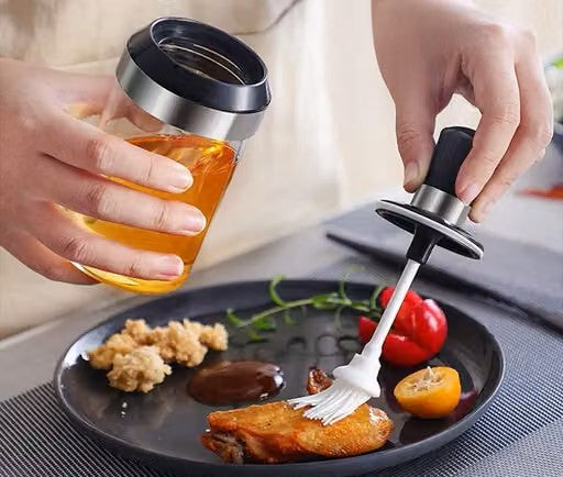 Combo Pack / Set of 2 | 2 in 1 Olive Oil Dispenser 500ML + FREE 250ML Mini Oil Brush Jar Oil Dispenser &amp; Oil Spray Bottle,
