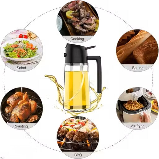 Combo Pack / Set of 2 | 2 in 1 Olive Oil Dispenser 500ML + FREE 250ML Mini Oil Brush Jar Oil Dispenser &amp; Oil Spray Bottle,